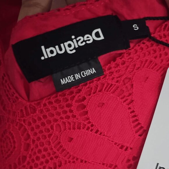 NWT Desigual 1970s Inspired Floral Lace V-Neck Mini Dress - Picture 2 of 14